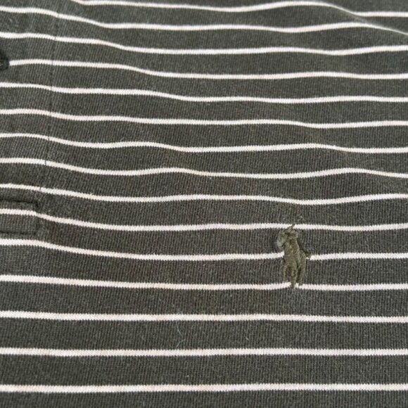 Ralph Lauren Men's Size Large Green Striped Polo Shirt Long Sleeves Cotton - Picture 4 of 9